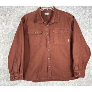 EDDIE BAUER Chamois Flannel Shirt Men's 2XL Red Long Sleeve Button Heavy Thick